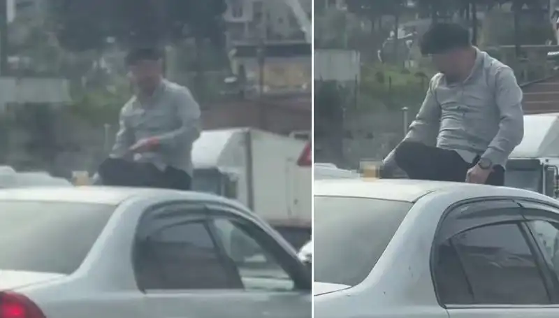 Trafikte Şok Eden Anlar: Otomobil Üzerinde Alemler Kuruldu!